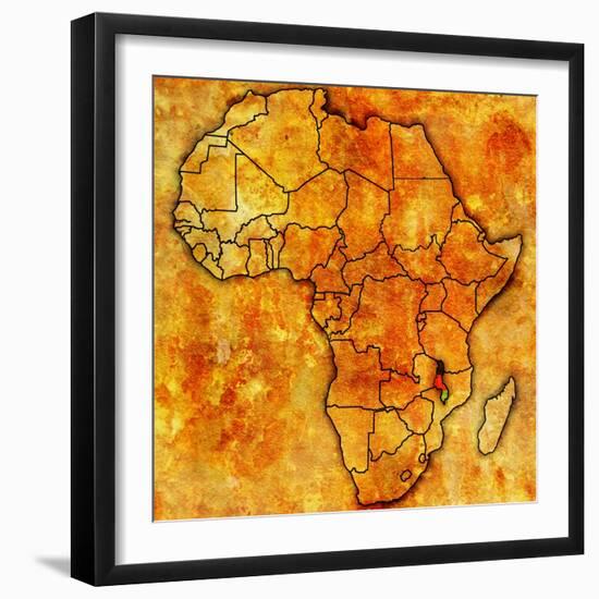 Malawi on Actual Map of Africa-michal812-Framed Art Print