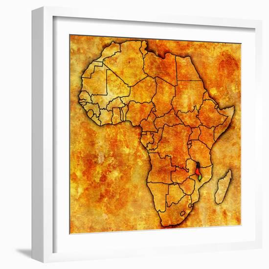 Malawi on Actual Map of Africa-michal812-Framed Art Print