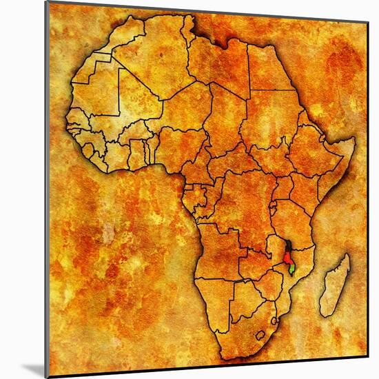 Malawi on Actual Map of Africa-michal812-Mounted Art Print