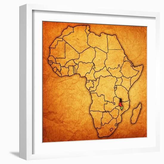 Malawi on Actual Map of Africa-michal812-Framed Premium Giclee Print