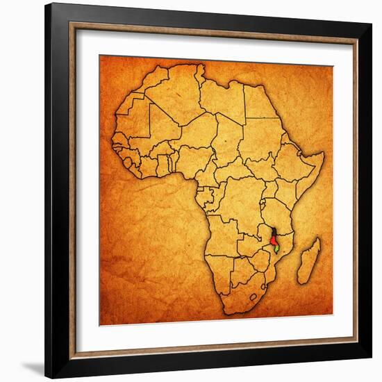 Malawi on Actual Map of Africa-michal812-Framed Art Print