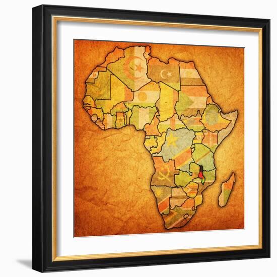 Malawi on Actual Map of Africa-michal812-Framed Premium Giclee Print