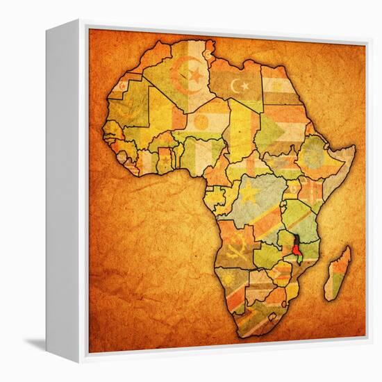 Malawi on Actual Map of Africa-michal812-Framed Stretched Canvas