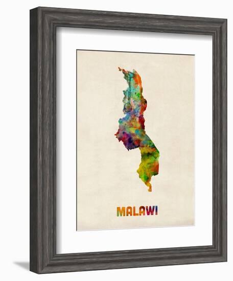 Malawi Watercolor Map-Michael Tompsett-Framed Art Print