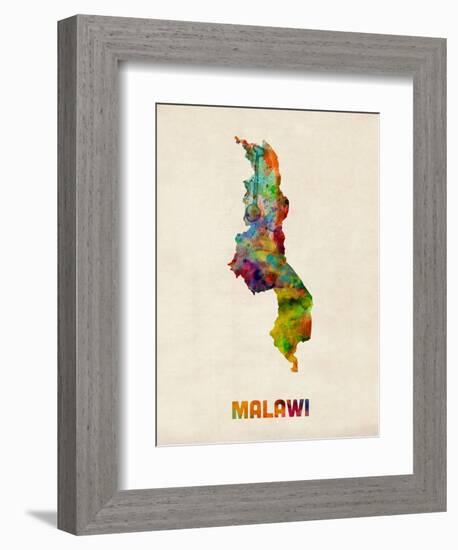 Malawi Watercolor Map-Michael Tompsett-Framed Art Print