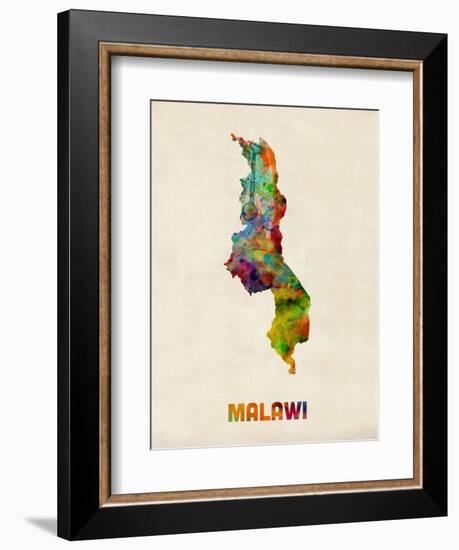 Malawi Watercolor Map-Michael Tompsett-Framed Art Print