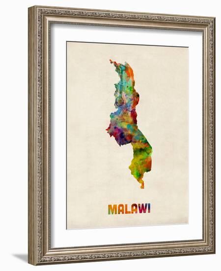 Malawi Watercolor Map-Michael Tompsett-Framed Art Print