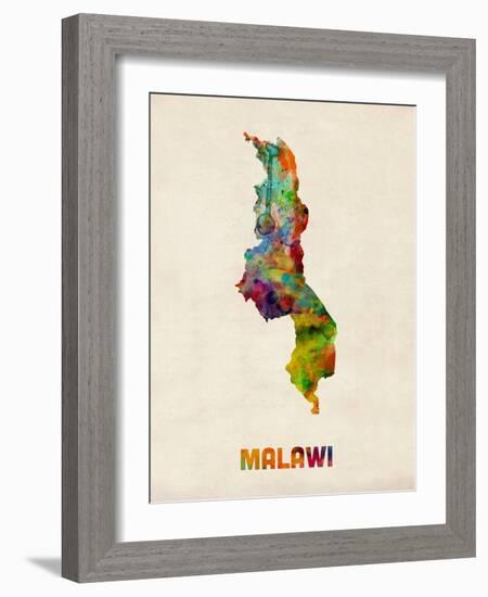 Malawi Watercolor Map-Michael Tompsett-Framed Art Print