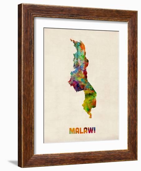 Malawi Watercolor Map-Michael Tompsett-Framed Art Print