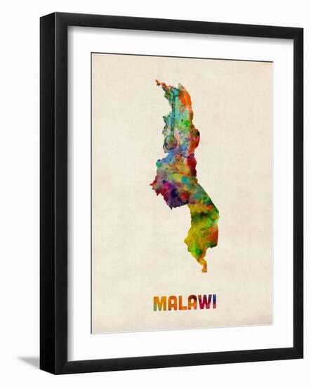 Malawi Watercolor Map-Michael Tompsett-Framed Art Print