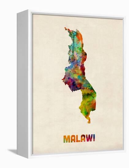 Malawi Watercolor Map-Michael Tompsett-Framed Stretched Canvas