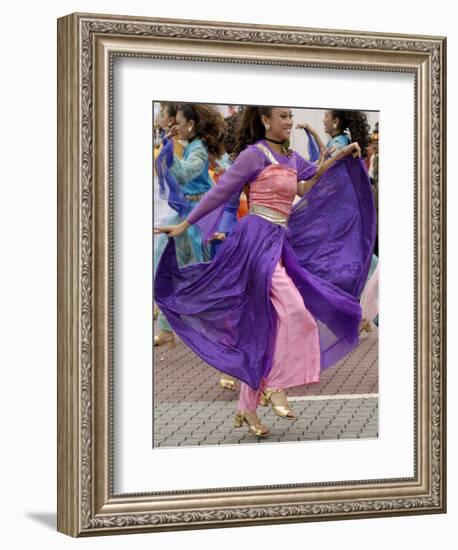 Malay Dancer Wearing Traditional Dress at Celebrations of Kuala Lumpur City Day Commemoration-Richard Nebesky-Framed Photographic Print