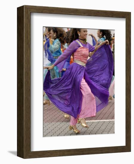 Malay Dancer Wearing Traditional Dress at Celebrations of Kuala Lumpur City Day Commemoration-Richard Nebesky-Framed Photographic Print