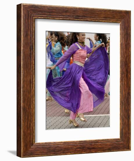 Malay Dancer Wearing Traditional Dress at Celebrations of Kuala Lumpur City Day Commemoration-Richard Nebesky-Framed Photographic Print