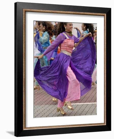 Malay Dancer Wearing Traditional Dress at Celebrations of Kuala Lumpur City Day Commemoration-Richard Nebesky-Framed Photographic Print