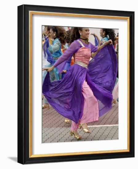 Malay Dancer Wearing Traditional Dress at Celebrations of Kuala Lumpur City Day Commemoration-Richard Nebesky-Framed Photographic Print