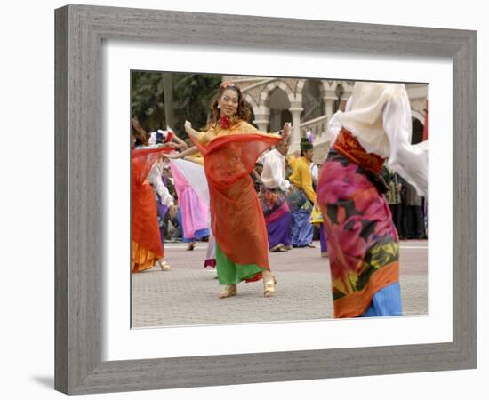 Malay Dancers Wearing Traditional Dress at Celebrations of Kuala Lumpur City Day Commemoration-Richard Nebesky-Framed Photographic Print