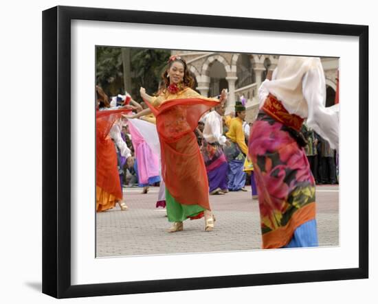 Malay Dancers Wearing Traditional Dress at Celebrations of Kuala Lumpur City Day Commemoration-Richard Nebesky-Framed Photographic Print