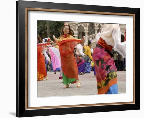 Malay Dancers Wearing Traditional Dress at Celebrations of Kuala Lumpur City Day Commemoration-Richard Nebesky-Framed Photographic Print