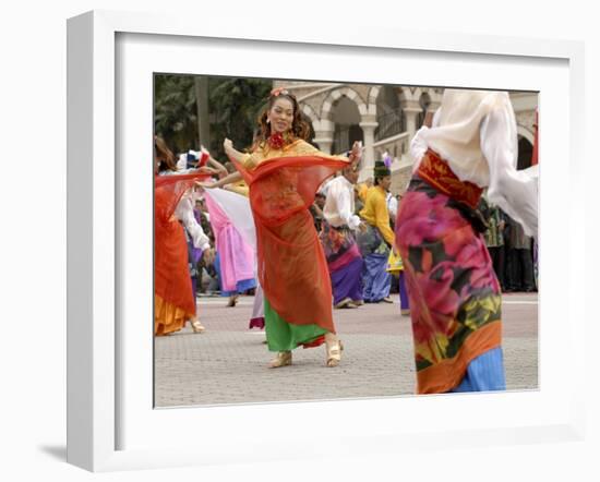 Malay Dancers Wearing Traditional Dress at Celebrations of Kuala Lumpur City Day Commemoration-Richard Nebesky-Framed Photographic Print