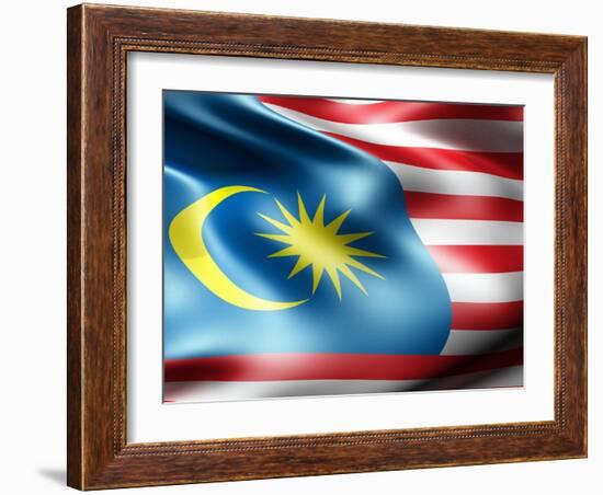 Malaysia Country Flag 3D Illustration-pling-Framed Art Print