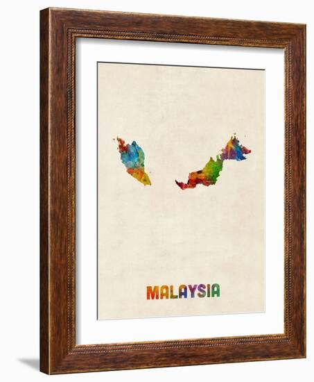 Malaysia Watercolor Map-Michael Tompsett-Framed Art Print