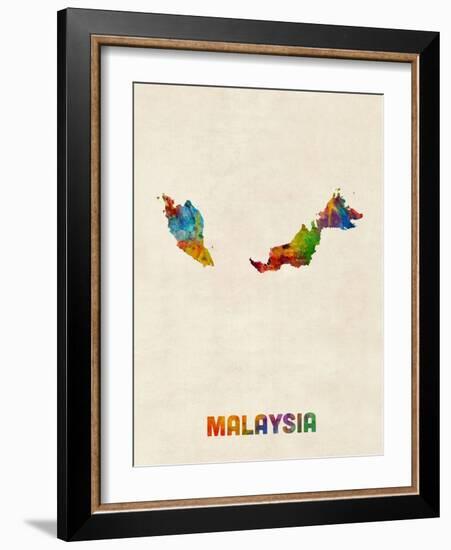 Malaysia Watercolor Map-Michael Tompsett-Framed Art Print