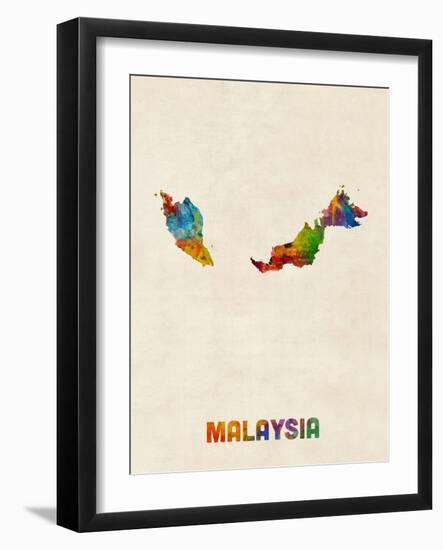 Malaysia Watercolor Map-Michael Tompsett-Framed Art Print