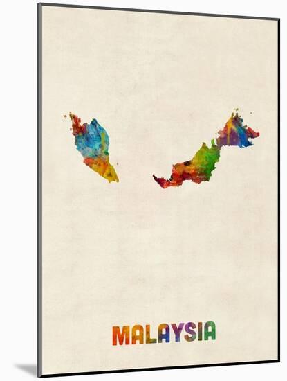 Malaysia Watercolor Map-Michael Tompsett-Mounted Art Print