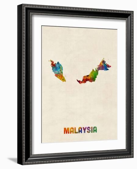 Malaysia Watercolor Map-Michael Tompsett-Framed Art Print