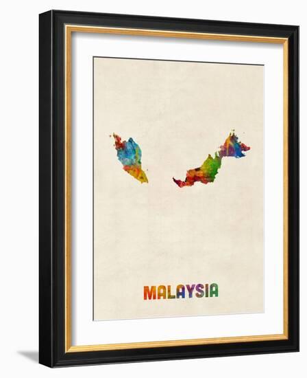 Malaysia Watercolor Map-Michael Tompsett-Framed Art Print