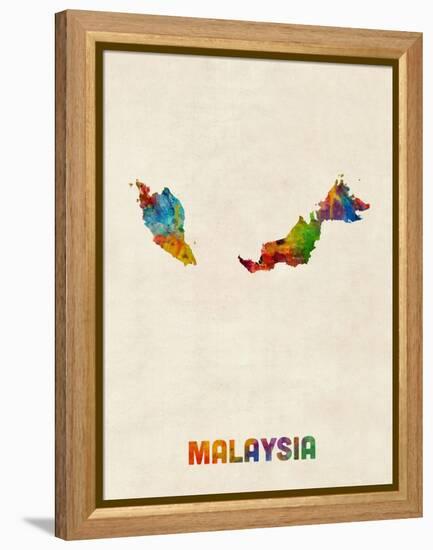 Malaysia Watercolor Map-Michael Tompsett-Framed Stretched Canvas