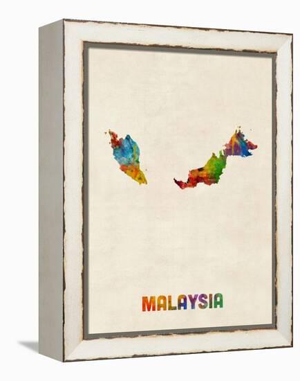 Malaysia Watercolor Map-Michael Tompsett-Framed Stretched Canvas