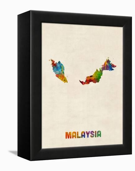 Malaysia Watercolor Map-Michael Tompsett-Framed Stretched Canvas