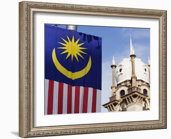 Malaysian Flag and Old Kl Railway Station, Kuala Lumpur, Malaysia, Southeast Asia, Asia-Christian Kober-Framed Photographic Print