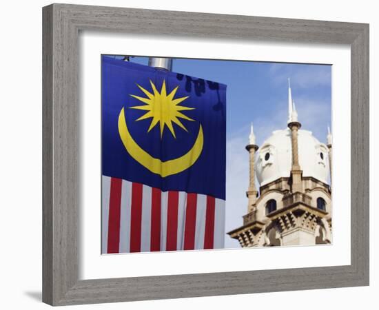 Malaysian Flag and Old Kl Railway Station, Kuala Lumpur, Malaysia, Southeast Asia, Asia-Christian Kober-Framed Photographic Print