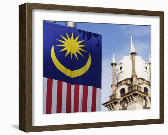 Malaysian Flag and Old Kl Railway Station, Kuala Lumpur, Malaysia, Southeast Asia, Asia-Christian Kober-Framed Photographic Print