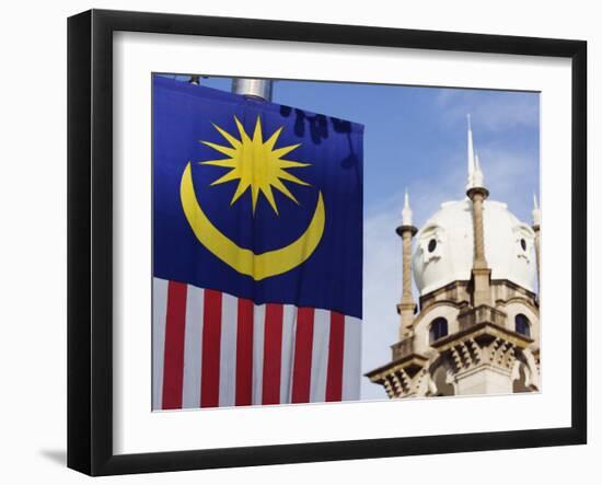 Malaysian Flag and Old Kl Railway Station, Kuala Lumpur, Malaysia, Southeast Asia, Asia-Christian Kober-Framed Photographic Print