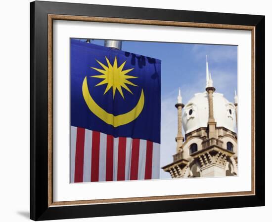 Malaysian Flag and Old Kl Railway Station, Kuala Lumpur, Malaysia, Southeast Asia, Asia-Christian Kober-Framed Photographic Print