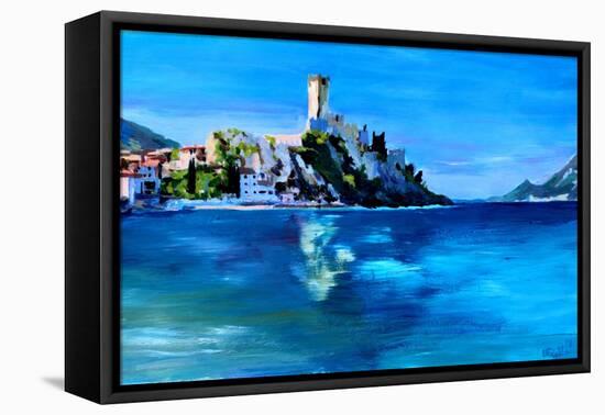 Malcesine with Castello Scaligero-Markus Bleichner-Framed Stretched Canvas