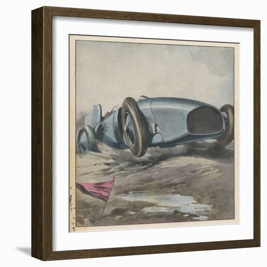 Malcolm Campbell Drives His Bluebird on Daytona Beach-Aldo Molinari-Framed Art Print