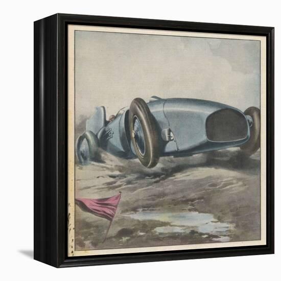 Malcolm Campbell Drives His Bluebird on Daytona Beach-Aldo Molinari-Framed Stretched Canvas
