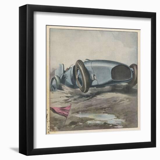 Malcolm Campbell Drives His Bluebird on Daytona Beach-Aldo Molinari-Framed Art Print