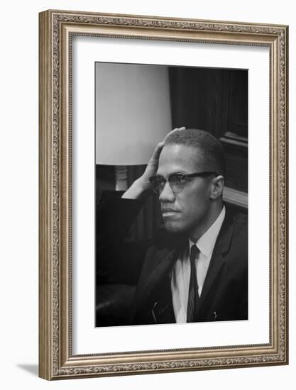 Malcolm X at MLK Press Conference, Washington DC, March, 1964-Marion S Trikosko-Framed Art Print