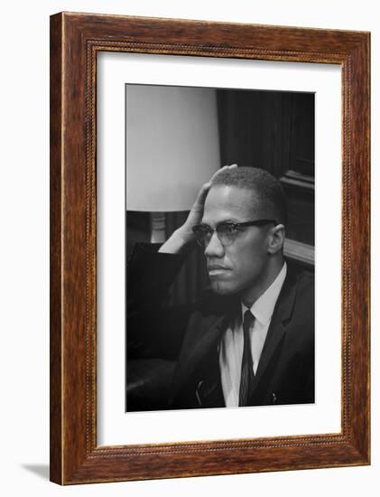 Malcolm X at MLK Press Conference, Washington DC, March, 1964-Marion S Trikosko-Framed Art Print