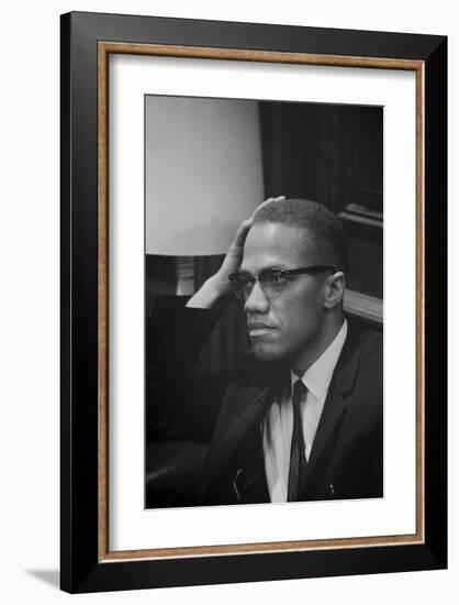 Malcolm X at MLK Press Conference, Washington DC, March, 1964-Marion S Trikosko-Framed Art Print