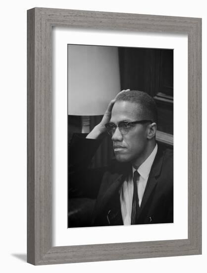 Malcolm X at MLK Press Conference, Washington DC, March, 1964-Marion S Trikosko-Framed Art Print