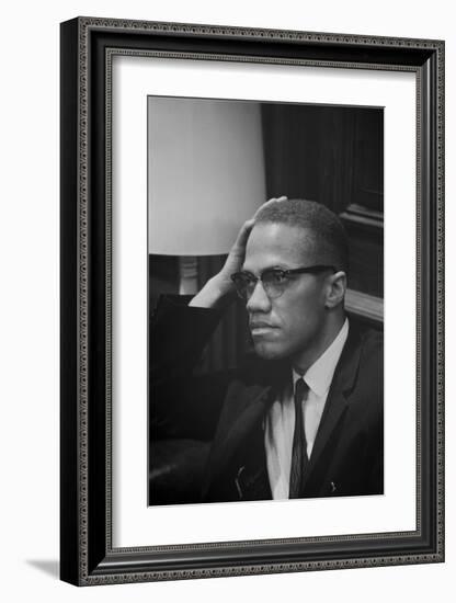 Malcolm X at MLK Press Conference, Washington DC, March, 1964-Marion S Trikosko-Framed Art Print