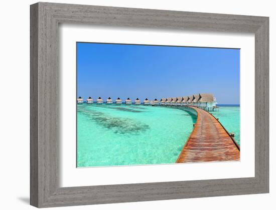 Maldive Water Villa Panorama-null-Framed Art Print