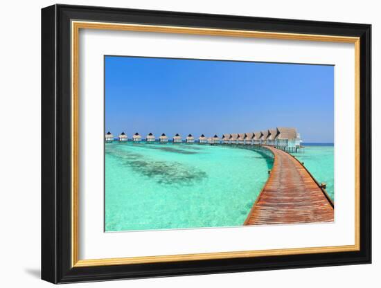 Maldive Water Villa Panorama-null-Framed Art Print